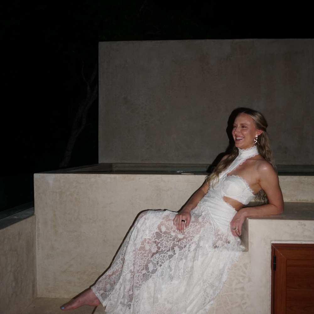 12th Tribe Princesa White Lace Drop Waist Maxi Dress, worn once for 3 hours